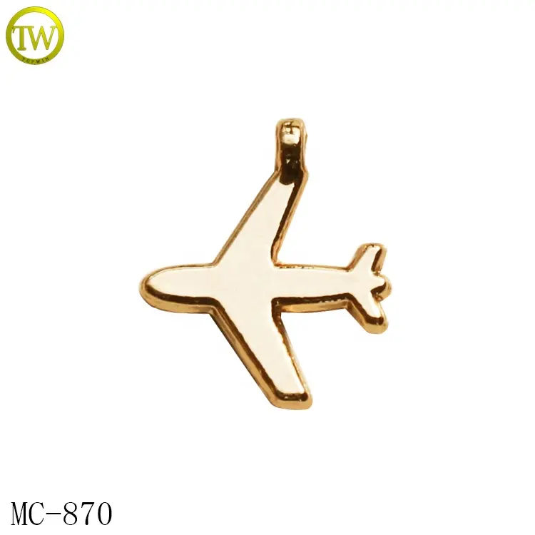 Small airplane brand designer jewelry charm logos customized gold blank metal ring pendants