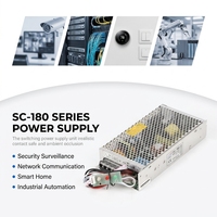 Alimentation à découpage SC-180 180W avec fonction UPS, sortie CC 12V 24V, chargeur de batterie, source d'alimentation ininterrompue pour la sécurité et la vidéosurveillance