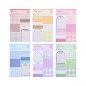 Soft Wind Sleep Ancient Simple Grid Self-Adhesive <b>Memo</b> <b>Pad</b> Paper Material 9x11.5cm with Customized for Messaging - Product Image 6