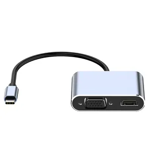 OEM 4 in 1 multi ports docking station TYPE-C to HDTV VGA display port usb hub 3.0 4 ports for laptop