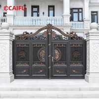 Porte d'entrée coulissante à double battant en alliage d'aluminium de style européen moderne, adaptée aux cours et villas extérieures