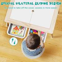 Tables d'activités pour enfants idéales pour l'intérieur et l'extérieur avec couvercle porte-rouleau de papier 2 compartiments de rangement Table sensorielle en bois