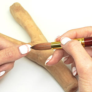 Pinceaux à ongles en acrylique 3D de qualité supérieure, manche en bois rouge classique avec embout doré, 100% Kolinsky premium, pour l'application d'ongles - Product Image 6