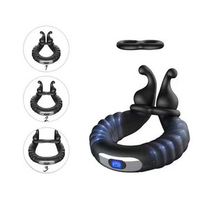 Anello Vibrante per Pene Ricaricabile in Silicone Elastico, 10 Modalità di Vibrazione Intensa per Uomini e Coppie, Colore Nero - Product Image 1