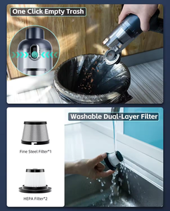 Aspirateur de voiture portable sans fil 2 en 1, aspiration et soufflage - Product Image 5