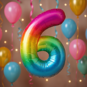 Ballon Chiffre 6 Multicolore en Aluminium 100cm pour Décoration de Fête d'Anniversaire - Product Image 2