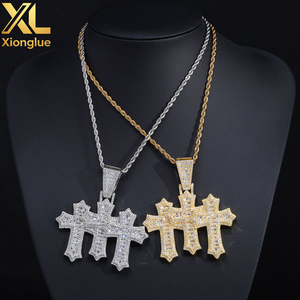 Colgantes de Cruz para Collar, Chapados en Oro, de Latón con Circonita Cúbica, Joyería de Moda Hip Hop, Venta al por Mayor, Personalizados - Product Image 5