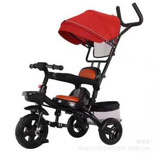 Childrens Tricycle With Shade 1-6 Years Metal Frame Foaming Wheels Red Color - Product Image 1