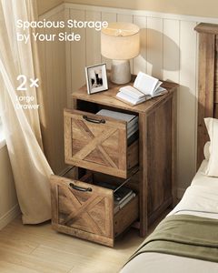 SENYU Armoire de classement verticale rustique style ferme à 2 tiroirs, gris vieilli, rangement de bureau pour papiers A4 et format lettre - Product Image 4