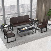 Ensemble canapé 3 places et table basse en cuir et fer, style moderne et minimaliste pour bureau - Écologique, idéal pour appartement, hôtel, entreprise, salle à manger, école, salon