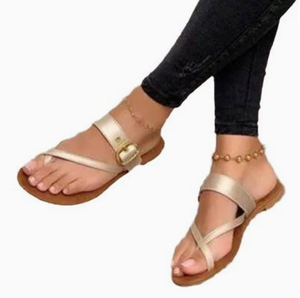 Sandalias casuales de espiga con puntera cerrada para mujer, pantuflas de suela plana con correa ancha y parte superior de tela resistente para uso durante todo el año. - Product Image 6