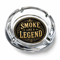 Cendrier décoratif rond en verre transparent, motif lettres vintage, pour cigarettes et cigares, vente en gros sur mesure