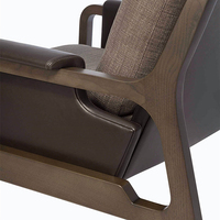 Fauteuil Lounge en Bois de Luxe de Style Nordique, Revêtement en Cuir et Tissu, Design Écologique pour Chambre à Coucher, Salon, Bureau