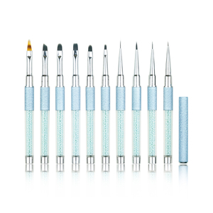 Özel Logo naylon altın Metal kolu tasarım tırnak fırça seti doğal boyama Uv jel Liner tırnak fırçası manikür tozu için - Product Image 1