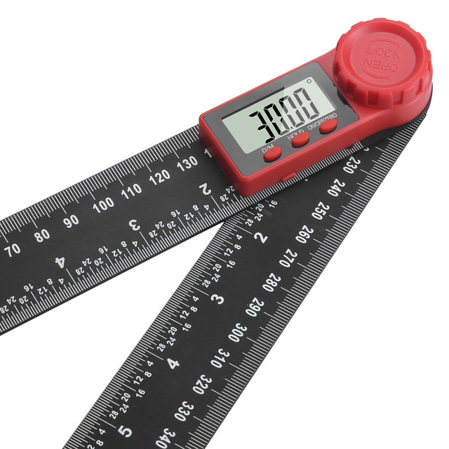 0-200mm Universal Digital Angle Ruler Protractor Measuring Tool 0.5 Accuracy PA6 Nylon Material for Woodworking Multi-function