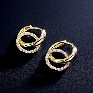 Pendientes de Aro de Moda RAKOL EP2805 con Incrustaciones de Circonita y Diseño de Cooper para Mujer - Product Image 4