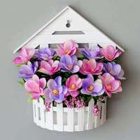 Mur suspendu en plastique de grande forme, fleur artificielle de simulation, décoration murale suspendue, panier de fleurs