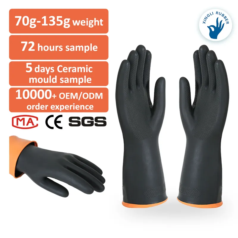 Stok kimyasal dayanıklı su geçirmez guantes çizgisiz iş koruyucu endüstriyel doğal lateks eldiven
