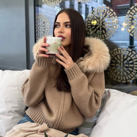 Cardigan ample à capuche et fermeture éclair pour femme, idéal pour l'hiver