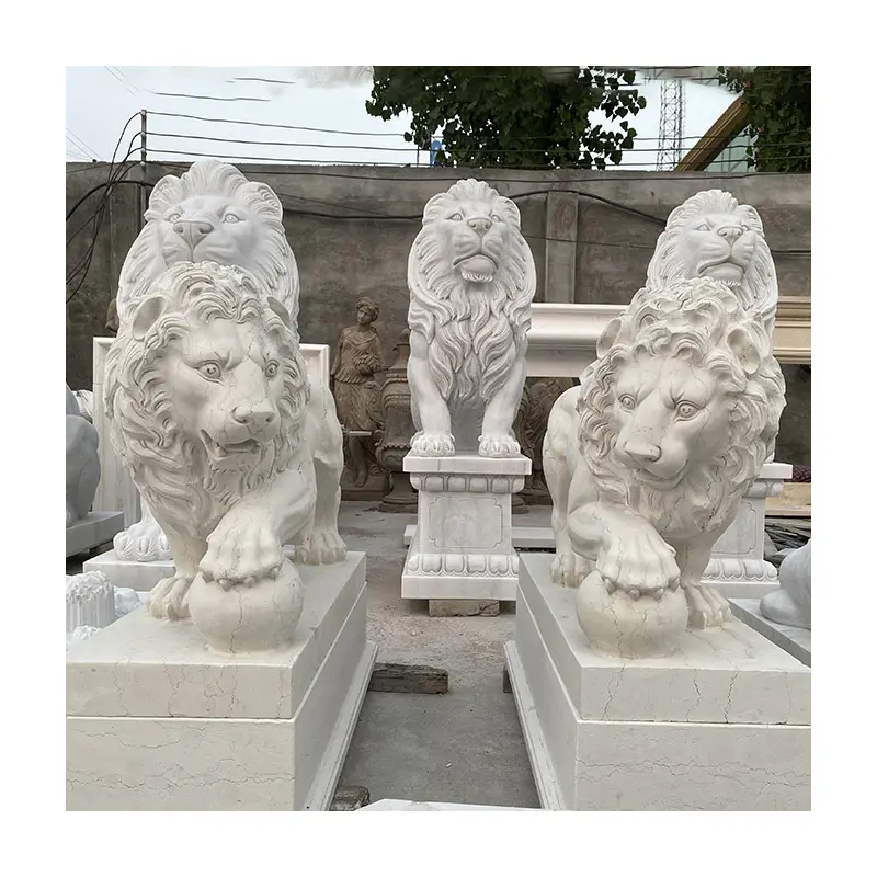 Grande Sculpture En Pierre Granit Marbre Statues de Lion Sculpture Pour La Décoration De Jardin