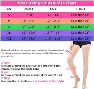 발목 길이 바지 23-32 mmHg 의료 졸업 스타킹 의료 정맥류 압축 양말 허벅지 높이 의료 양말