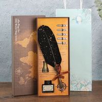 Coffret Cadeau Luxe Créatif 2021 Stylo Plume Plumeau Femme Fête des Enseignantes Boîte Carrée Impression UV Logo Personnalisé en Relief Papier