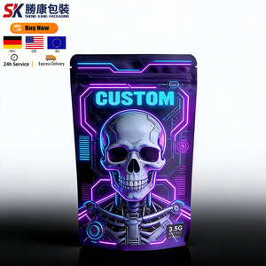 ถุงซิปล็อคพลาสติกกันกลิ่นแบบตั้งได้ ขนาด 3.5 กรัม 7 กรัม พิมพ์ลายดิจิตอลตามสั่ง ปิดผนึกด้วยความร้อน บรรจุภัณฑ์ฟิล์มโพลีเอสเตอร์ - Product Image 1