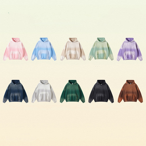 2023 Otoño Invierno nuevo producto 360g suéter de marca de moda para hombres teñido con aerosol desgastado grueso con capucha conjunto de suéter de marca de moda para hombres - Product Image 3