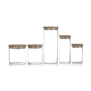 Bán Sỉ Hộp Đựng Thực Phẩm Trong Suốt 200Ml 500Ml 800Ml <span class=keywords><strong>1000Ml</strong></span> Lọ Thủy Tinh Miệng Rộng Có Nắp Tre - Product Image 4