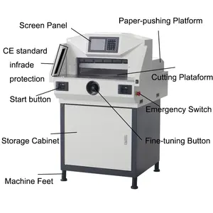 Yeni yükseltilmiş Program kontrollü elektrikli A3 Kraft kağıt kesme makinesi giyotin kağıt kesici