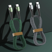 Câble de charge LDNIO LC102 2M ultra résistant 2 en 1, charge rapide PD 65W, USB-C vers Type-C