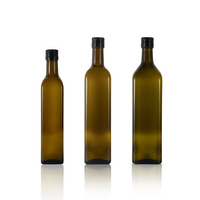 Huile d'olive extra vierge en gros, flacons en verre Marasca ronds et carrés fantaisie, vides, 250 ml, 500 ml, 1000 ml, machine à presser