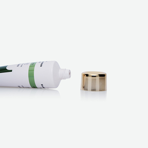 Tubo de PE vacío personalizado con impresión en bloque verde y tapa redonda electrochapada en oro para crema de manos perfumada - Product Image 2