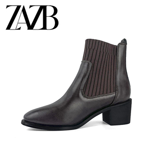 Otoño nuevos zapatos <span class=keywords><strong>de</strong></span> mujer <span class=keywords><strong>vino</strong></span> rojo suela gruesa cintura alta elástico botas desnudas botas cortas - Product Image 2