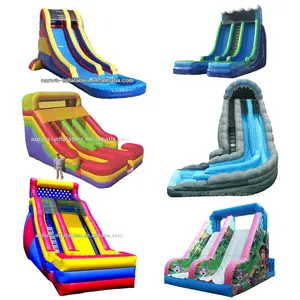 Hot Koop Goedkope Springkastelen Achtertuin Pvc Commerciële Tall Park Glijbaan Kinderen Lange Opblaasbare Glijbaan Water Voor Kinderen