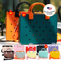 Tas Tote wanita mewah Eva mewah warna hijau tua kualitas tinggi dengan tas tangan tali bahu tas Tote produsen pantai untuk wanita