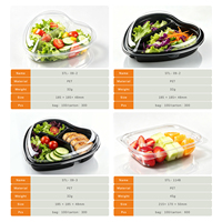Boîte à salade en forme de cœur en PET avec base noire et couvercle transparent pour bar à salades, café, plats à emporter, cadeaux, emballage alimentaire frais, vente en gros