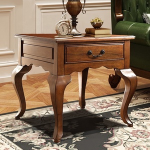 Antique Brown <strong>Wooden</strong> <strong>Side</strong> <strong>Table</strong> Luxury with 1 Storage Drawer <strong>for</strong> <strong>Living</strong> <strong>Room</strong> - Product Image 2
