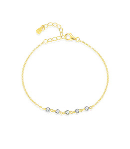 S925 Silver Chain <b>Bracelet</b> With Round Crystal Minimalist Bezel CZ Station Adjustable For Everyday Wear Women Jewelry - Product Image 4