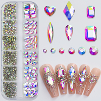 Kit de strass pour ongles en cristal AB 12 grilles, 980 pièces, formes multiples, breloques pour ongles, décoration, pierres précieuses, fournitures de bijoux DIY pour ongles