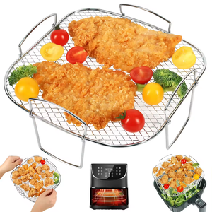 Accesorios para Freidora de Aire <span class=keywords><strong>MJM</strong></span> 304 de Acero Inoxidable - Juego de 3 Rejillas Multicapa para Freidoras de Aire de 4.2-5.8qt - Rango de Temperatura de 40-230 °C - Product Image 2