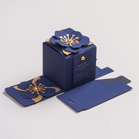 Boîte cadeau de luxe en papier bleu pour mariage, personnalisée, imprimée pour emballage