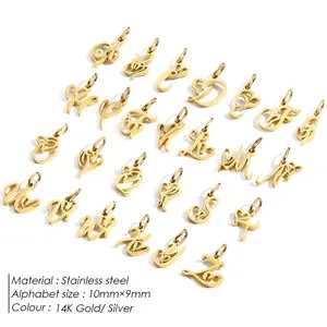 A-z liontin huruf Hypoallergenic perhiasan emas berlapis huruf awal jimat untuk Kalung untuk liontin wanita