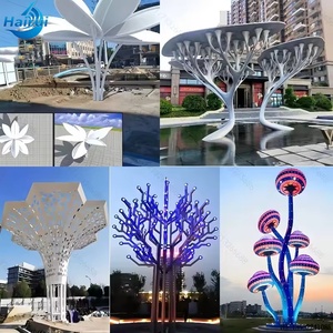 Esculturas de Árboles Grandes para Exteriores de Diseño <span class=keywords><strong>Nuevo</strong></span> y Personalizado, Escultura Moderna de Acero Inoxidable, Escultura Abstracta de Árbol de Metal - Product Image 6