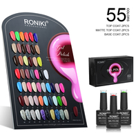 RONIKI Ensemble de Vernis à Ongles Gel UV Couleur, 55 Pièces/Kit, Manucure, Nail Art Salon, avec Base et Top Coat, Émail Vernis Gel UV