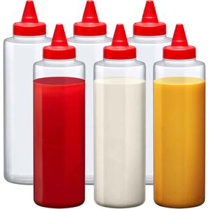 Food Grade PET Plastic Honey Syrup Squeeze <b>Bottles</b> Brush Cap 250ml 450ml Screen Printed Sauce <b>Bottle</b> 100pcs for Transparent - Product Image 1