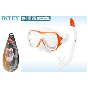 Set maschera per snorkeling Intex in policarbonato arancione bianco per bambini dagli 8 anni in su, ipoallergenico - Product Image 1