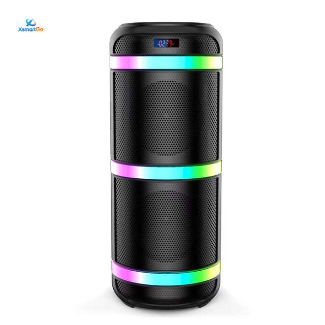 Portable Bluetooth Speaker with Wired Microphone, High-power Flashing Lights, and Deep Bass Subwoofer.