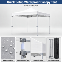 Tente Marquee 3x3 Personnalisée Imprimée Promotionnelle Auvent Pliante Pop-Up Gazebo Canopy Affichage pour Salons Professionnels Tentes Promotion d'Événements