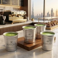 Gobelets en aluminium jetables et recyclables personnalisés pour matcha, légers, de qualité alimentaire, en métal recyclé, pour matcha, latte, thé, café, boutique